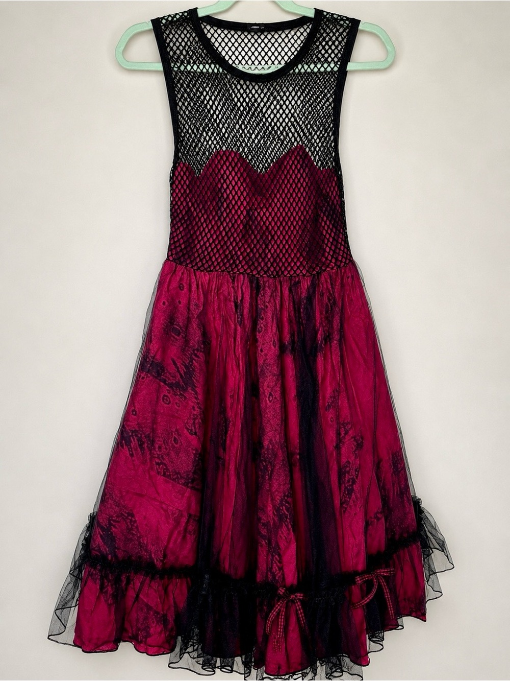 Red & Black Mesh Goth Punk Dress